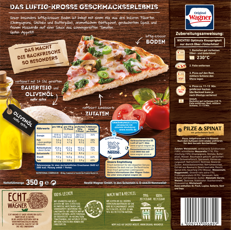 Wagner Pizza Die Backfrische Pilze & Spinat_2
