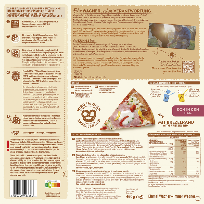 Wagner Brezel Pizza Schinken 8x460g Wagner Brezel Pizza Schinken 8x460g