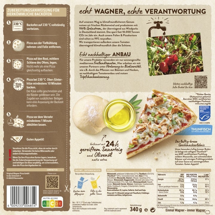 Wagner Pizza Die Backfrische Thunfisch
