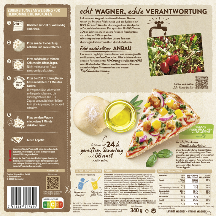 Wagner Pizza Die Backfrische Vegane Filetstückchen