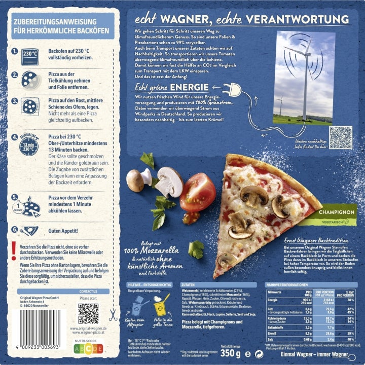 Wagner Pizza Original Steinofen Champignon