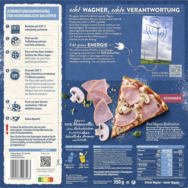 Wagner Pizza Original Steinofen Schinken
