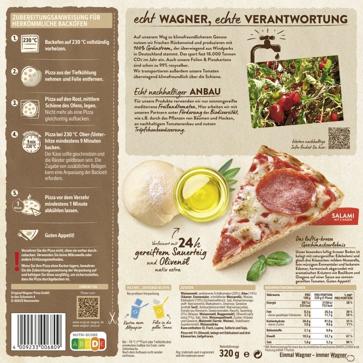 Wagner Pizza Die Backfrische Salami