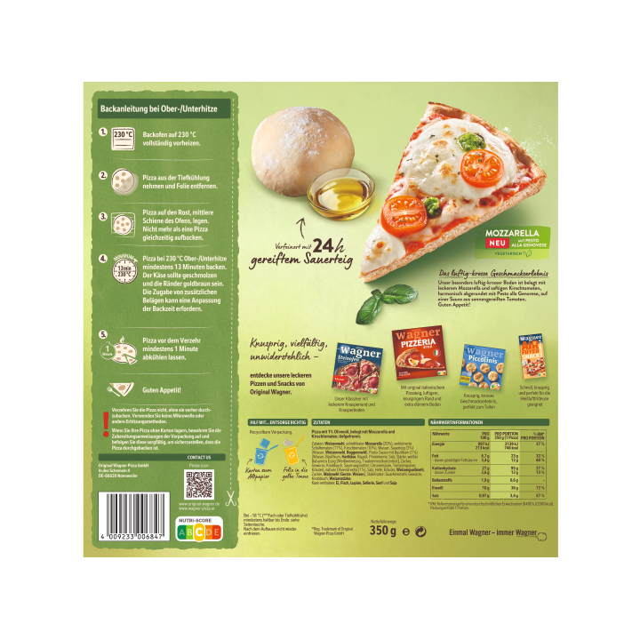 Wagner Pizza Die Backfrische Mozzarella