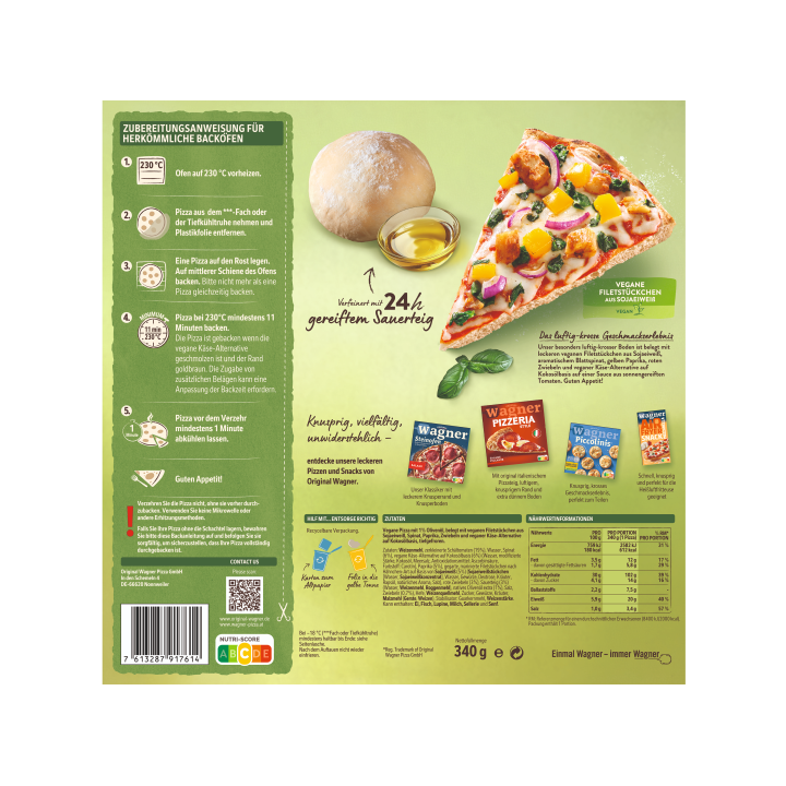 Wagner Pizza Die Backfrische Vegane Filetstückchen