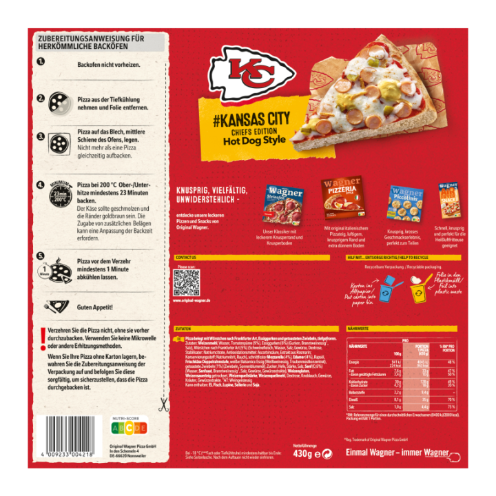 Wagner BIG CITY #Kansas City CHIEFS EDITION Hot Dog Style