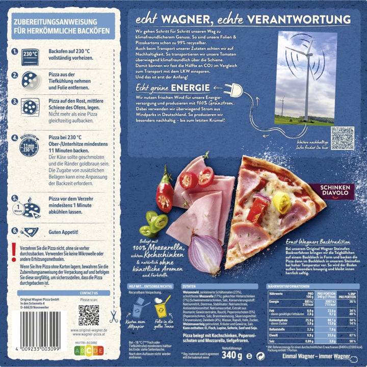 Wagner Pizza Original Steinofen Schinken Diavolo