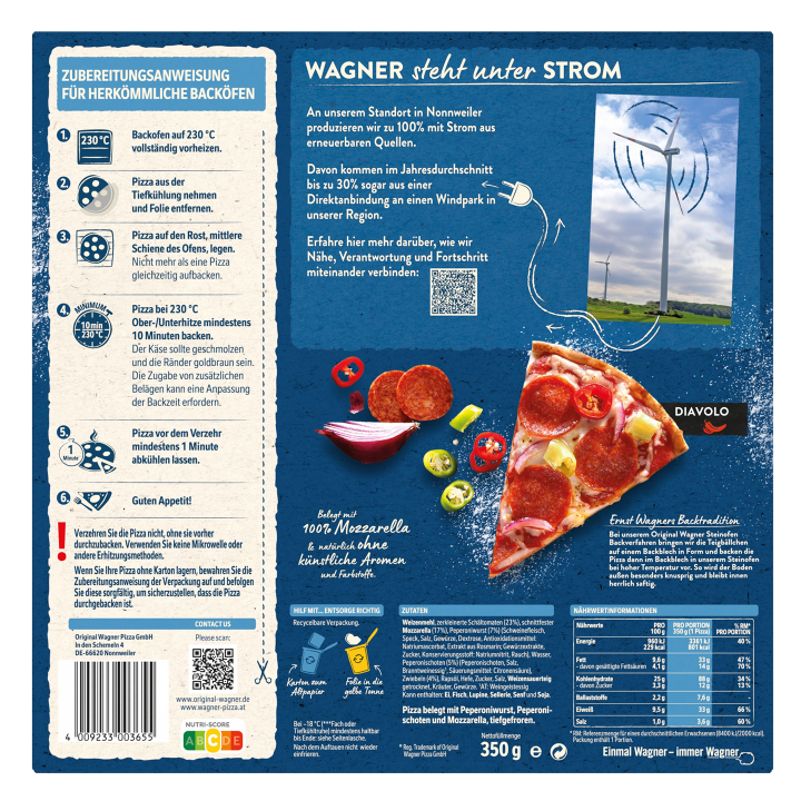 Wagner Pizza Original Steinofen Diavolo