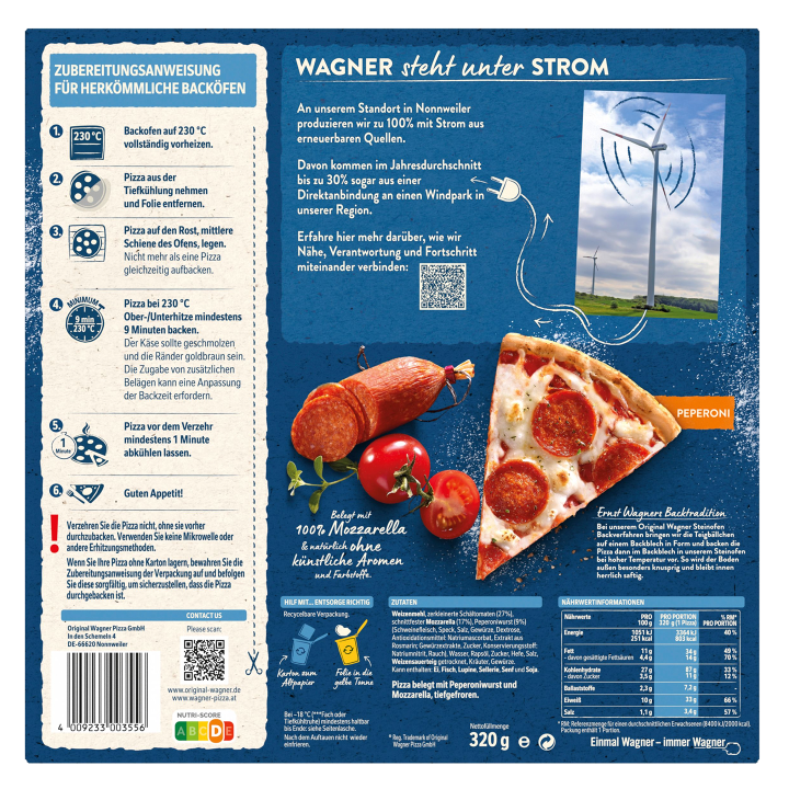 Wagner Pizza Original Steinofen Peperoni