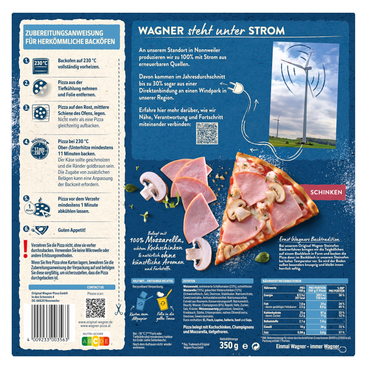 Wagner Pizza Original Steinofen Schinken