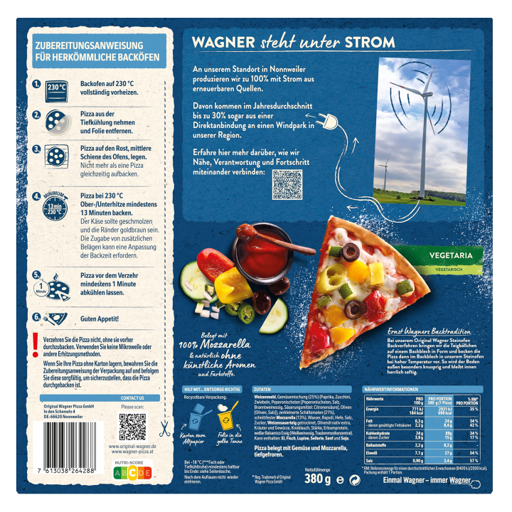 Original Wagner Steinofen Pizza Vegetaria