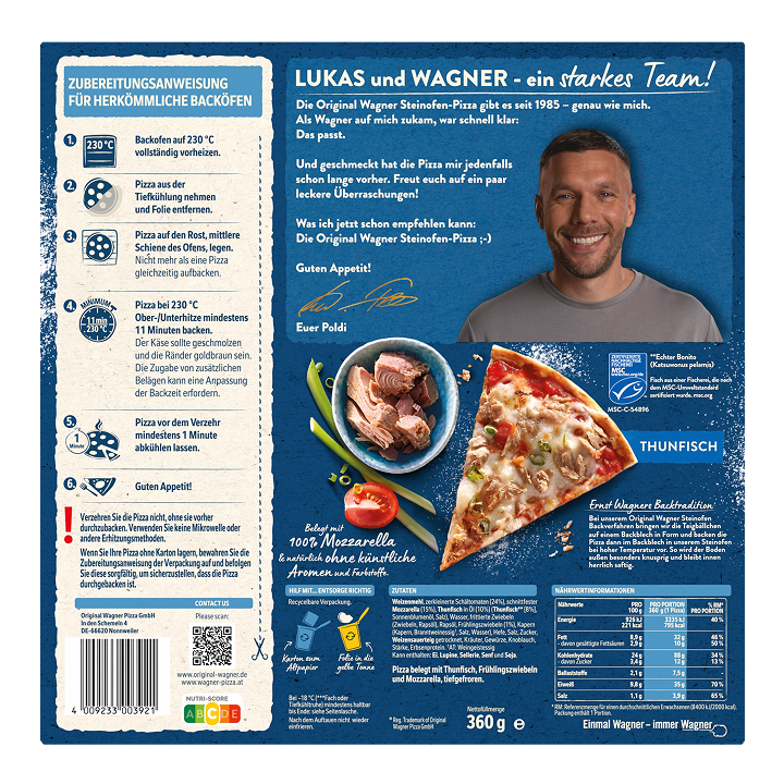Wagner Pizza Original Steinofen Thunfisch