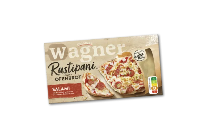 Rustipani Ofenbrot Salami auf Tomaten-Basilikum-Soße
