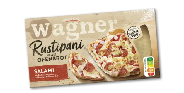 Rustipani Ofenbrot Salami auf Tomaten-Basilikum-Soße